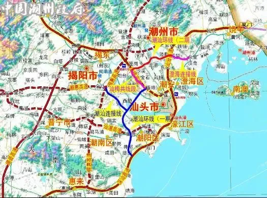 潮汕环线高速二期今年开建 澄海连接线初步选址公告